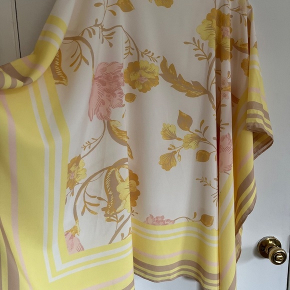 Jason Wu Yellow Floral Tunic Top Kimono Chiffon Scarf Cami Cover Up, One Size - Picture 6 of 8